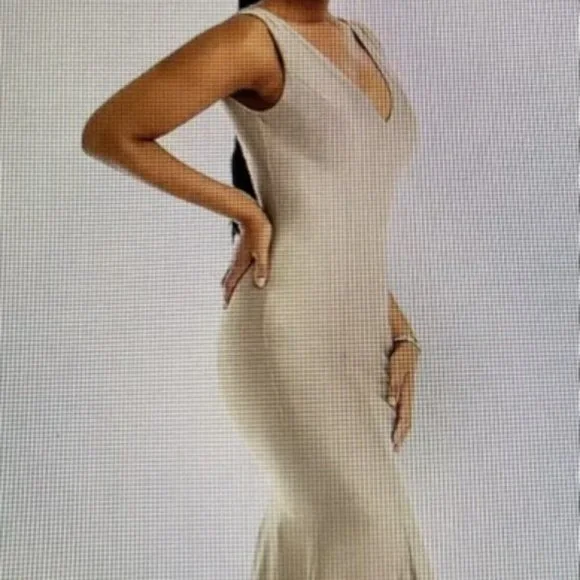 dessy champagne dress Dessy Collection Dresses | Nwt Dessy Collection One-Shoulder Puff Sleeve Maxi Bias Dress, Champagne, Large | Color: Gold | Size: L